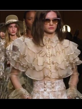 Zimmermann Cream Ruffled Sheer Blouse